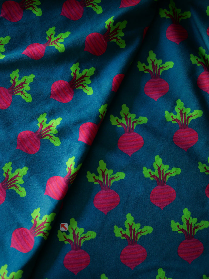 Coupon de tissu betteraves bleu canard