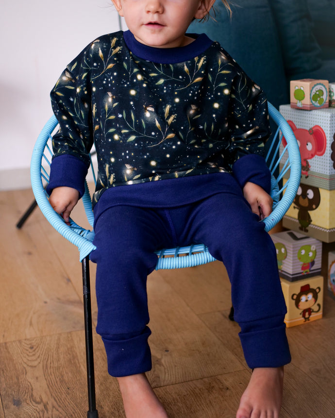 Leggings côtelés évolutifs unis Encre bleue