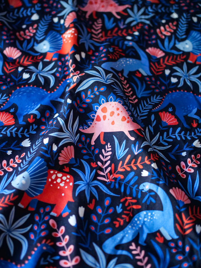 Coupon de tissu dino bleu