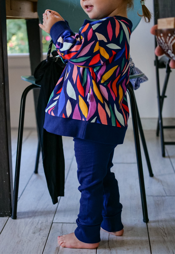 Leggings côtelés évolutifs Encre bleue